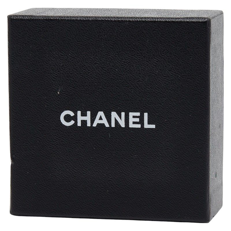 Chanel CC Logo Shell Vintage Black Gold Earrings