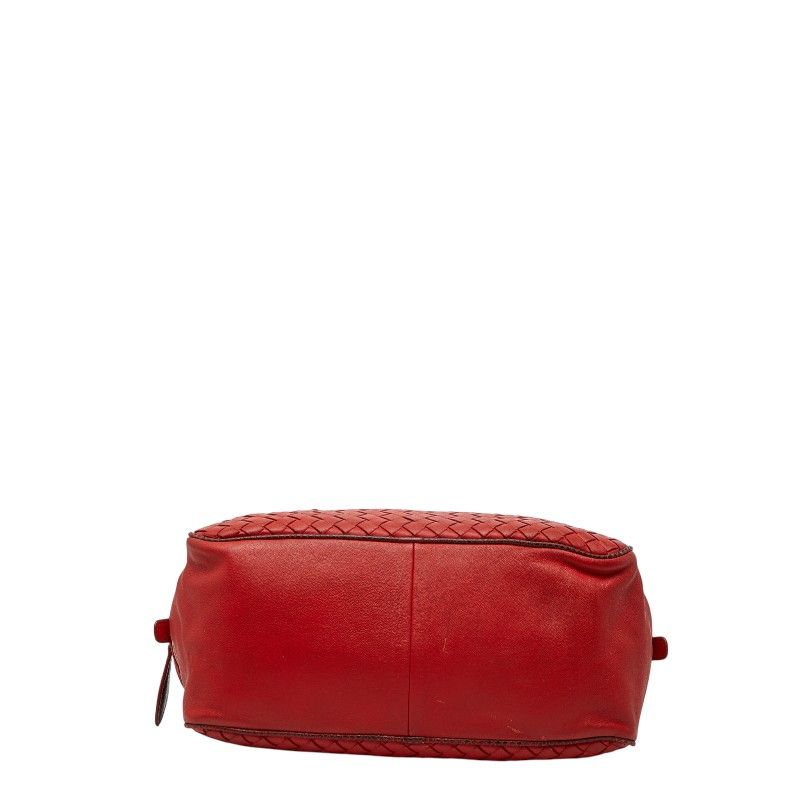 Bottega Veneta Intrecciato Chain Shoulder Bag Red Leather