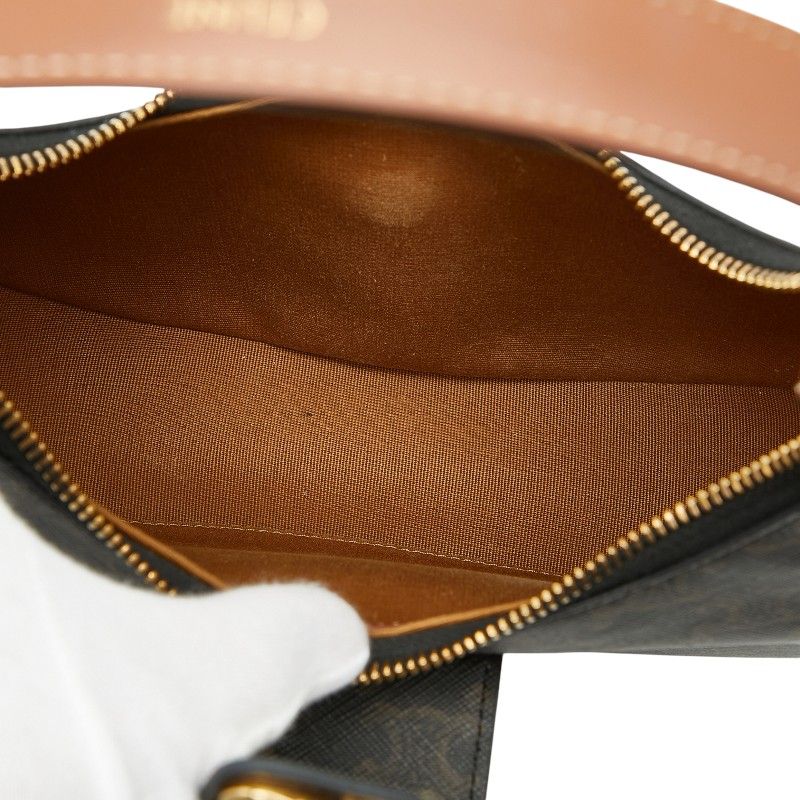 Celine Triomphe One Shoulder Bag Black Brown Leather