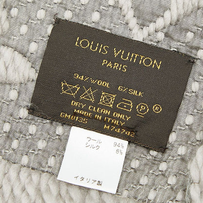 Louis Vuitton Logomania Scarf Gripe Lou Gray Wool Silk