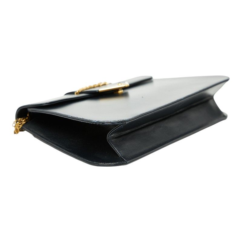 Cartier Saffiano Line Chain Shoulder Bag Navy Leather