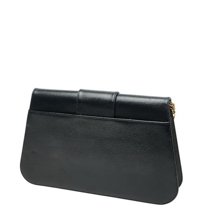 Cartier Saffiano Line Chain Shoulder Bag Navy Leather