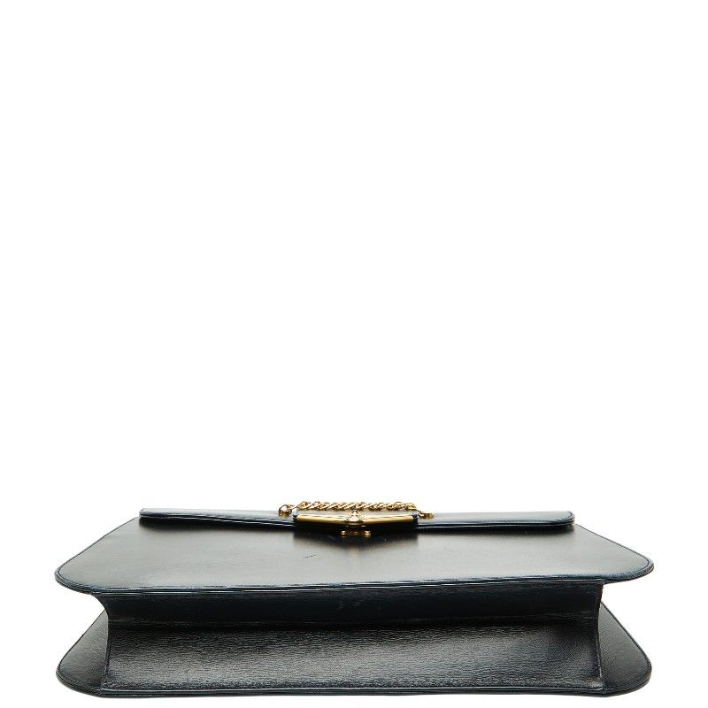 Cartier Saffiano Line Chain Shoulder Bag Navy Leather