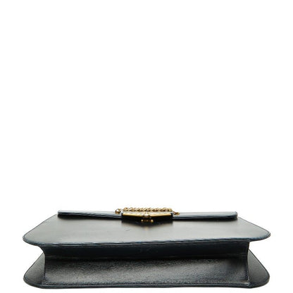 Cartier Saffiano Line Chain Shoulder Bag Navy Leather