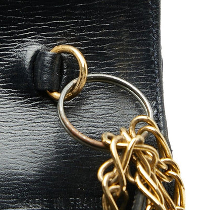 Cartier Saffiano Line Chain Shoulder Bag Navy Leather