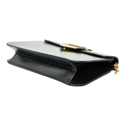 Cartier Saffiano Line Chain Shoulder Bag Navy Leather