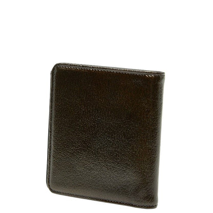 Chanel CC Logo Bronze Brown Black Patent Leather