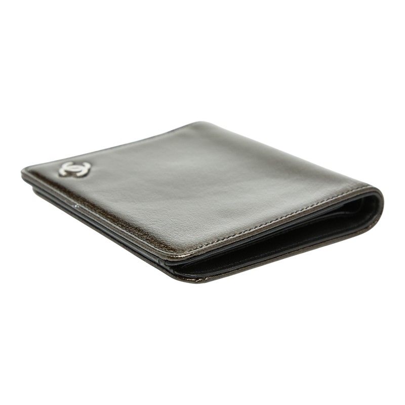 Chanel CC Logo Bronze Brown Black Patent Leather