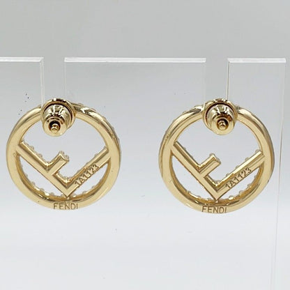 Fendi Earrings Gold Plated Rhinestone