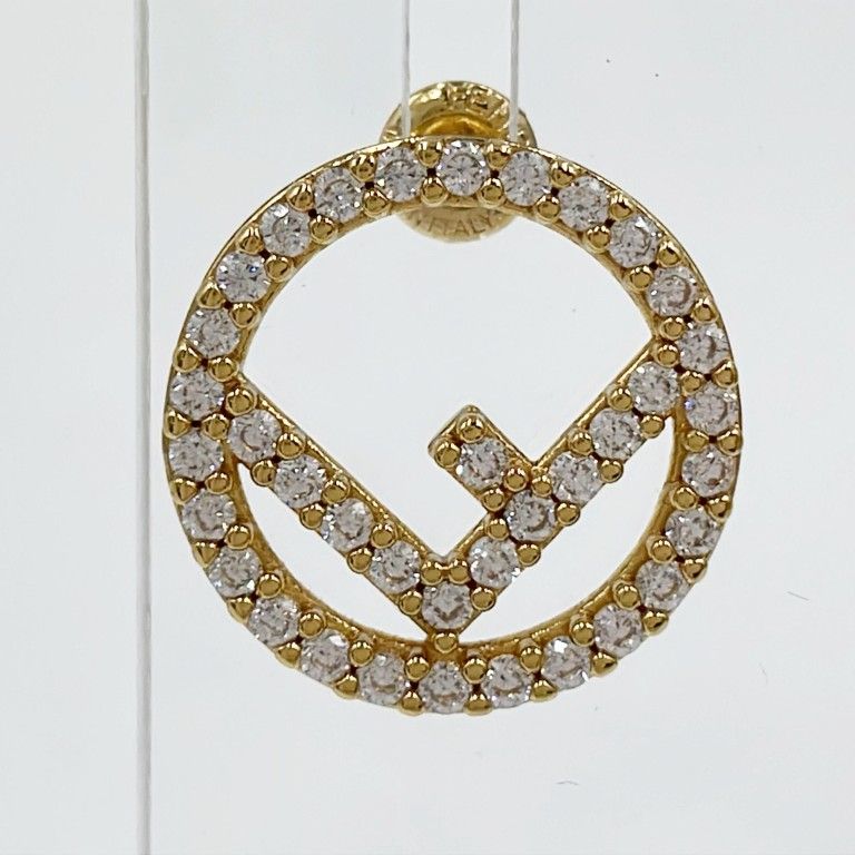 Fendi Earrings Gold Plated Rhinestone