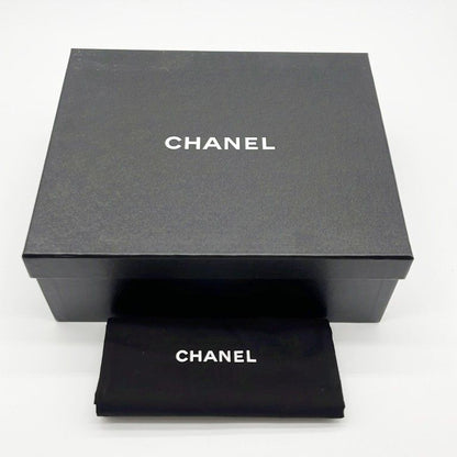 Chanel Sandals CC Logo White Leather Wood Strap Chain Silver