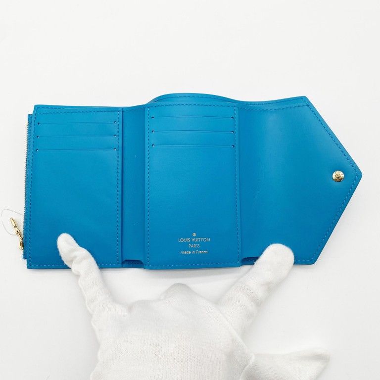 Louis Vuitton Wallet Nanogram Portefeuille Victorine Blue Leather