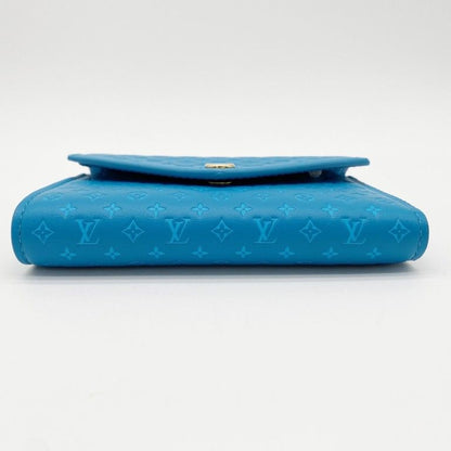 Louis Vuitton Wallet Nanogram Portefeuille Victorine Blue Leather