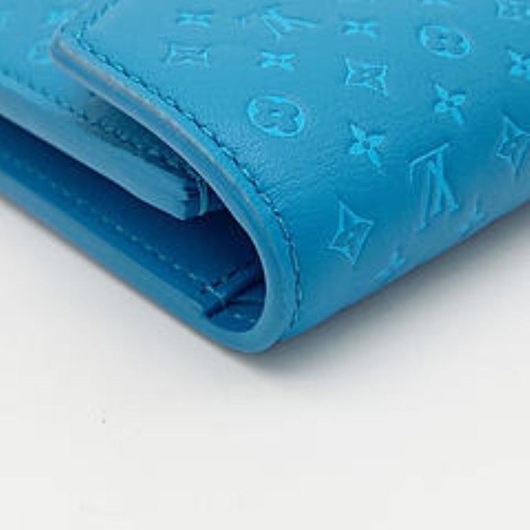 Louis Vuitton Wallet Nanogram Portefeuille Victorine Blue Leather