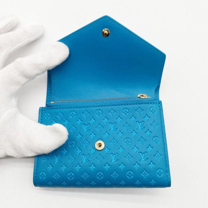 Louis Vuitton Wallet Nanogram Portefeuille Victorine Blue Leather