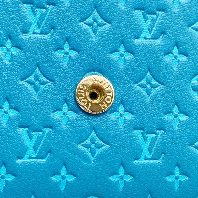 Louis Vuitton Wallet Nanogram Portefeuille Victorine Blue Leather