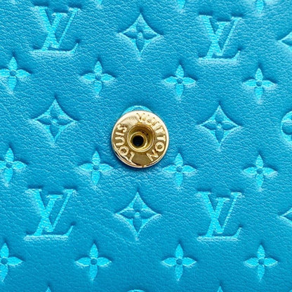 Louis Vuitton Wallet Nanogram Portefeuille Victorine Blue Leather