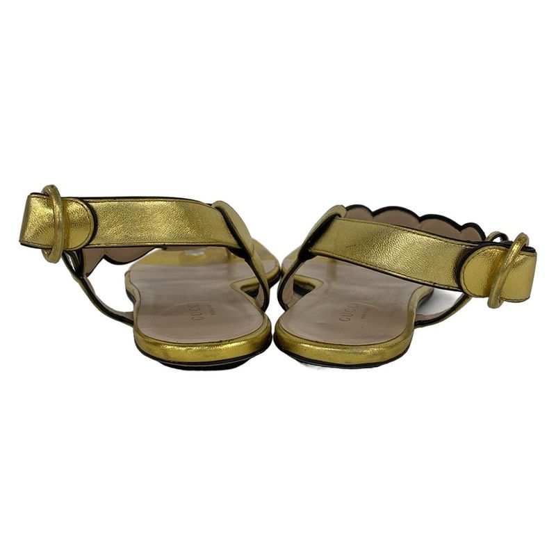 Gucci Sandals 38 Gold Pearl Outsole Reupholstered Leather
