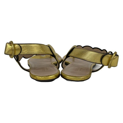 Gucci Sandals 38 Gold Pearl Outsole Reupholstered Leather