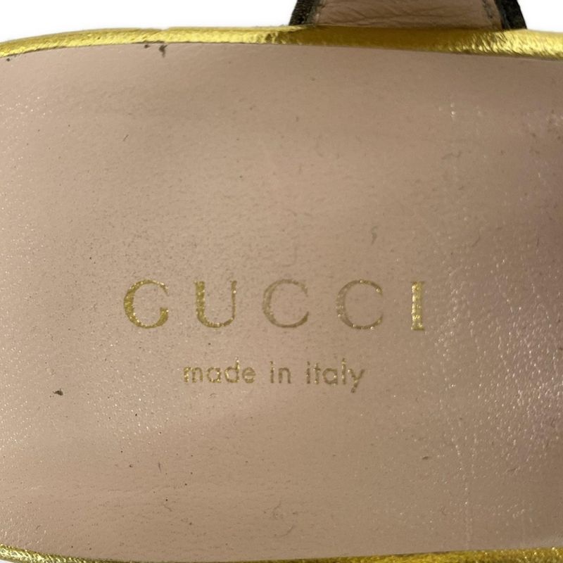 Gucci Sandals 38 Gold Pearl Outsole Reupholstered Leather