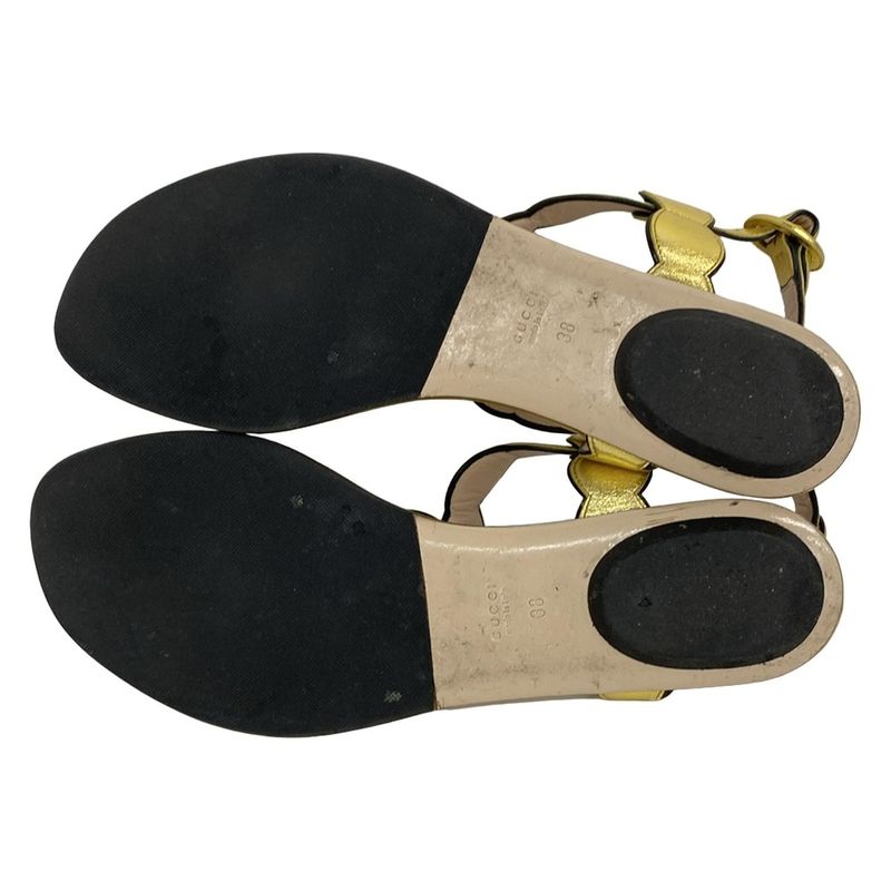 Gucci Sandals 38 Gold Pearl Outsole Reupholstered Leather