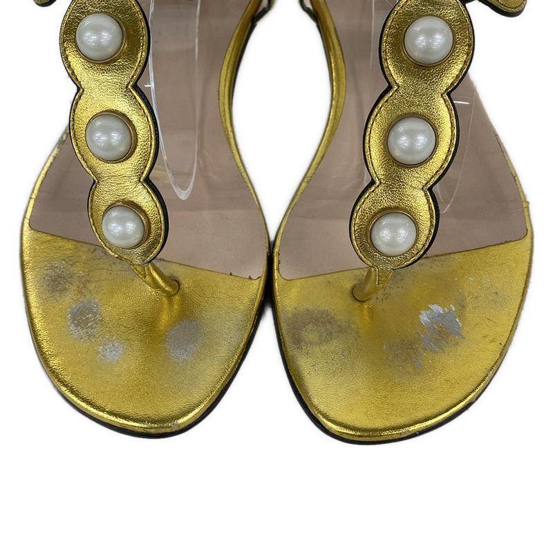 Gucci Sandals 38 Gold Pearl Outsole Reupholstered Leather
