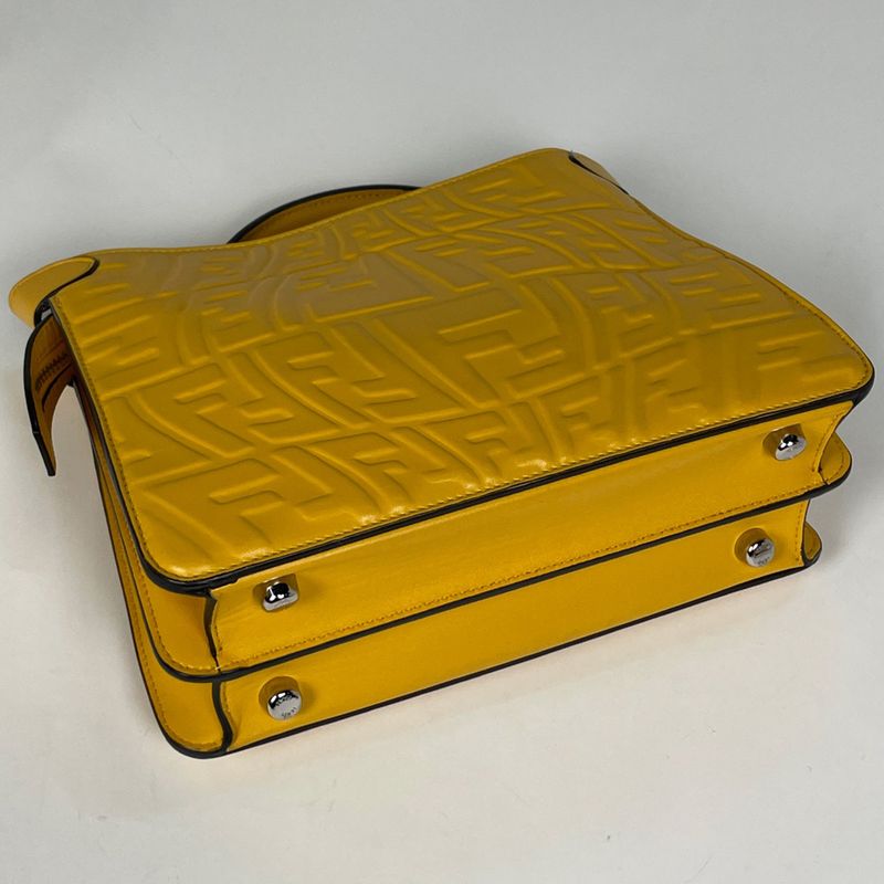 Fendi Peekaboo Icy Zucca 2-Way Shoulder Bag Leather Yellow