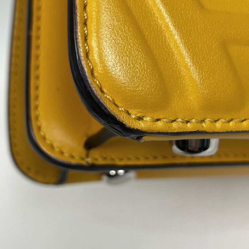 Fendi Peekaboo Icy Zucca 2-Way Shoulder Bag Leather Yellow