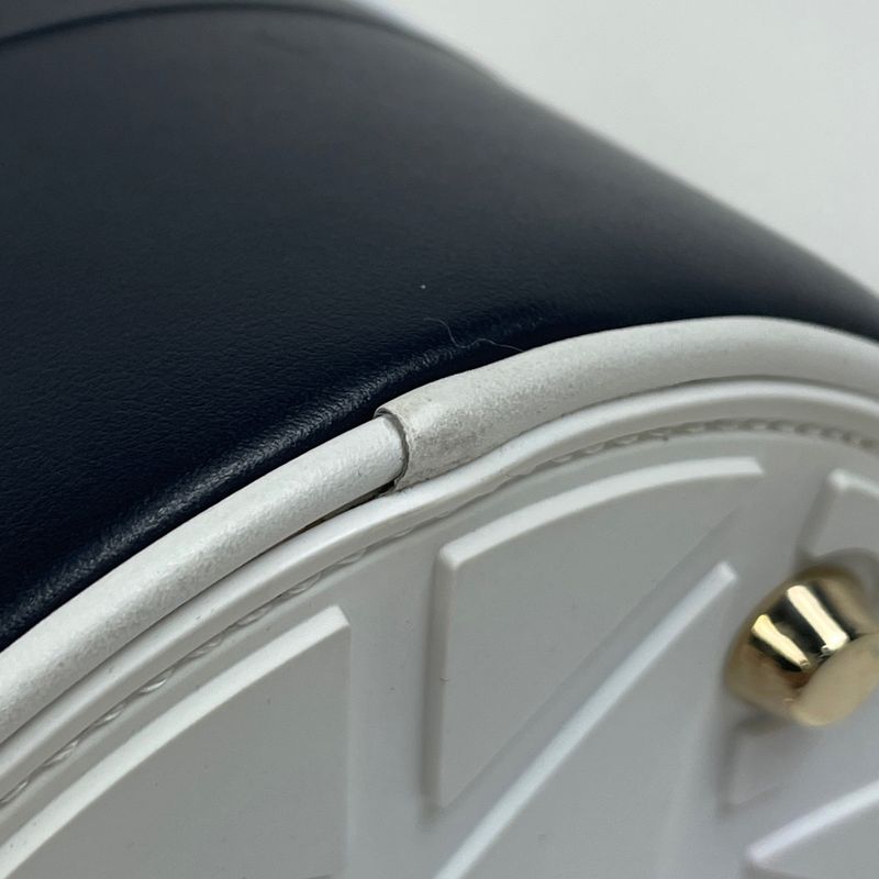 Dior Christian Vibe Micro Bucket 2-Way Shoulder Bag Leather Navy White