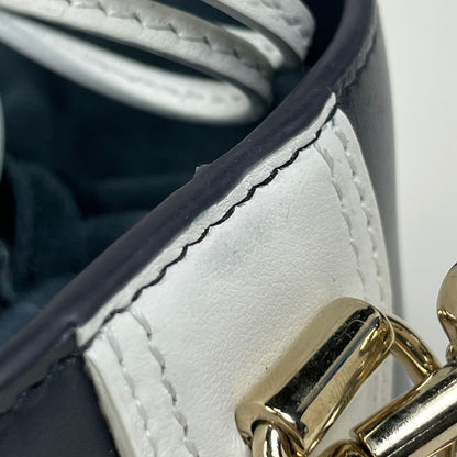 Dior Christian Vibe Micro Bucket 2-Way Shoulder Bag Leather Navy White