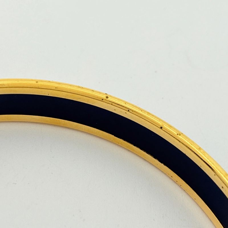 Hermes Enamel PM Bracelet Cloisonne Bangle Gold Plated Green