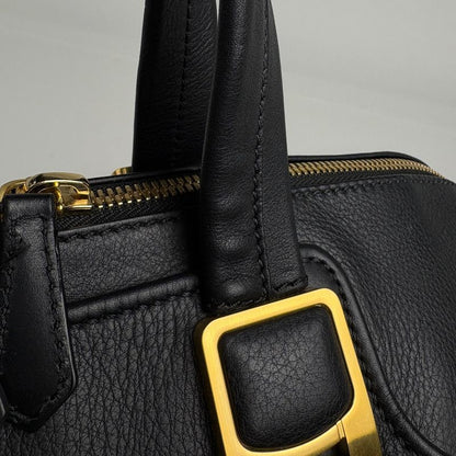 Fendi Chameleon 2-Way Shoulder Bag Mini Boston Logo Leather Navy