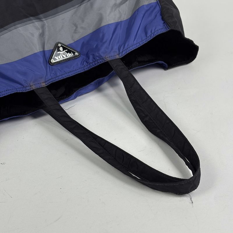 Prada Tote Nylon Nero Blue Gray