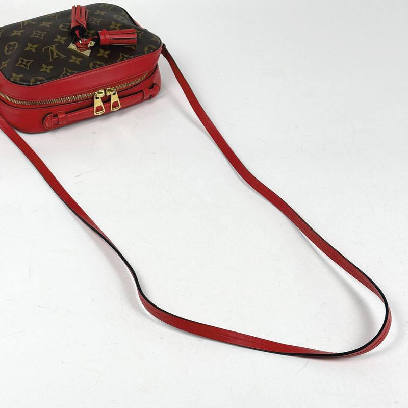 Louis Vuitton Saintonge Crossbody Shoulder Bag Monogram Brown Coquelicot