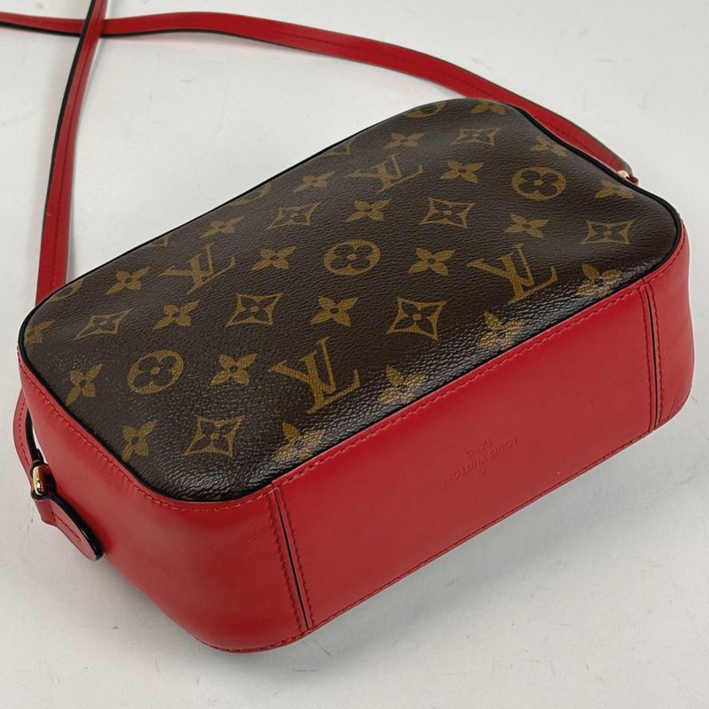 Louis Vuitton Saintonge Crossbody Shoulder Bag Monogram Brown Coquelicot