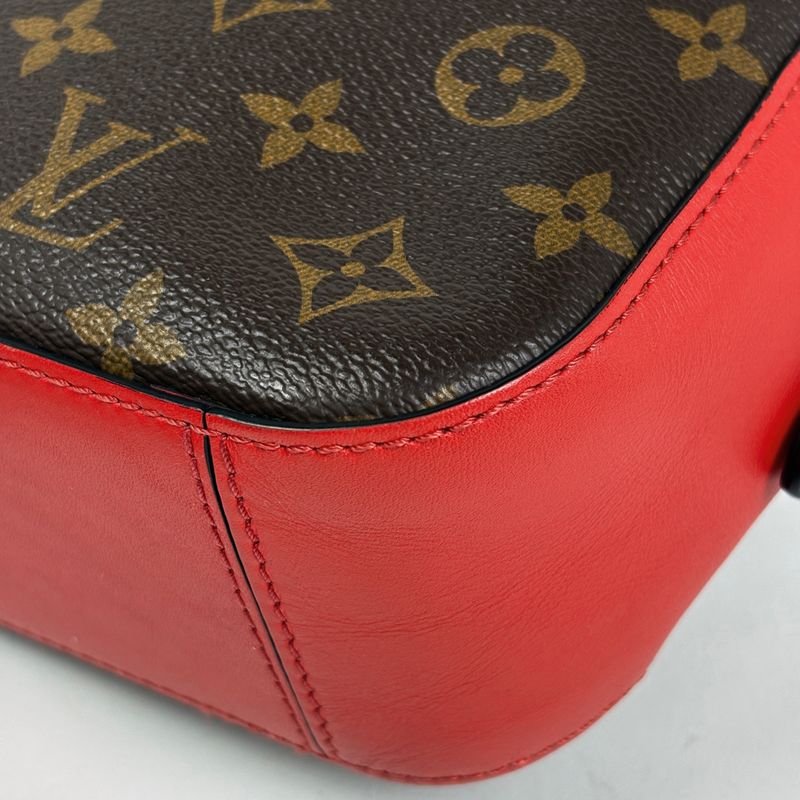 Louis Vuitton Saintonge Crossbody Shoulder Bag Monogram Brown Coquelicot