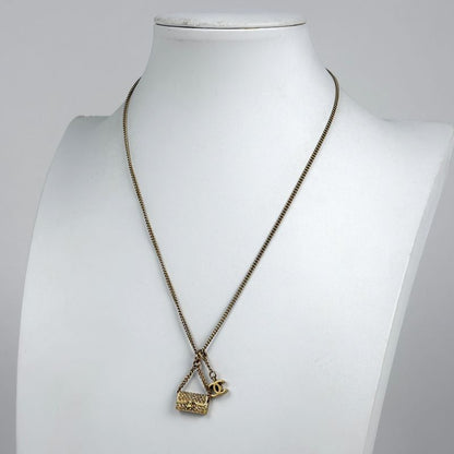 Chanel CC Logo Necklace Quilted Gold Plated