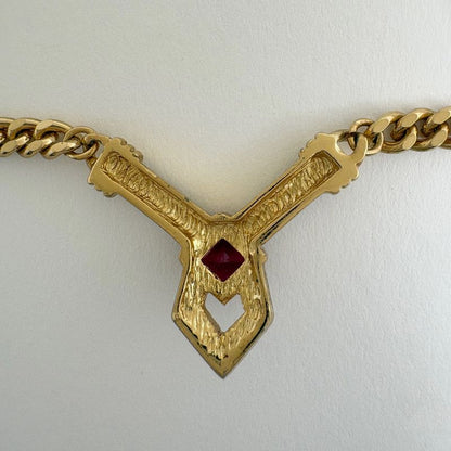 Dior Christian Rhinestone Necklace Gold Pink
