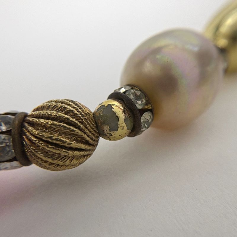 Dior Christian Color Stone Necklace Gold Plated Pink
