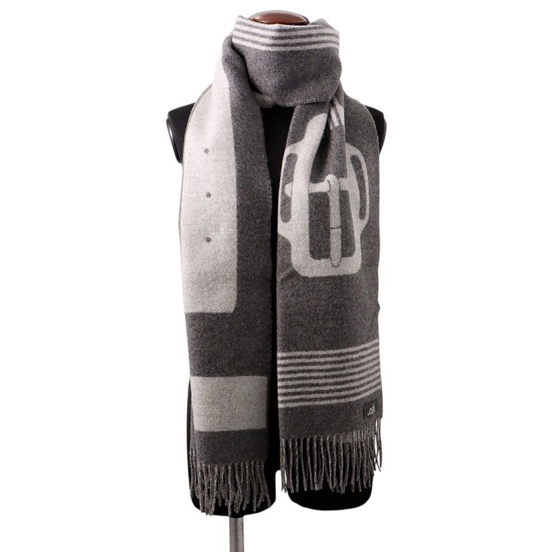 Hermes Scarf-sangle-a-Boucle Cashmere Antogracito Gris-cles
