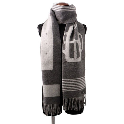 Hermes Scarf-sangle-a-Boucle Cashmere Antogracito Gris-cles