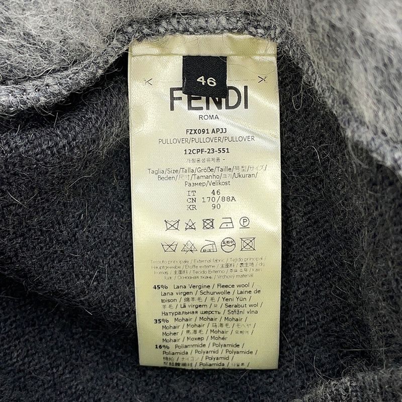 Fendi Knit Zucca Crew Neck Sweater Wool 46 Top