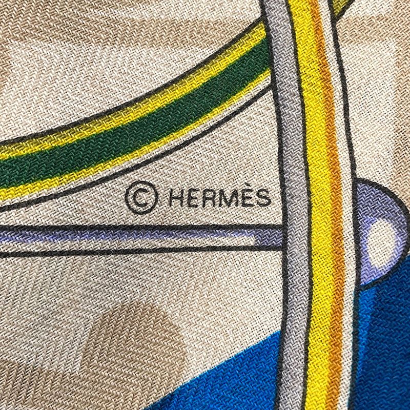 Hermes Shawl Carre 140 Geant Elaborate Carriage Voitures Black Blue-cobalt Natural