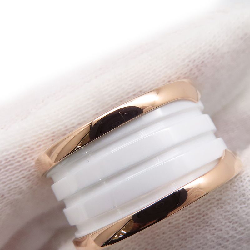 Bvlgari Ring Band 18K Pink Gold White Ceramic 54