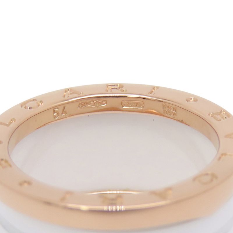 Bvlgari Ring Band 18K Pink Gold White Ceramic 54