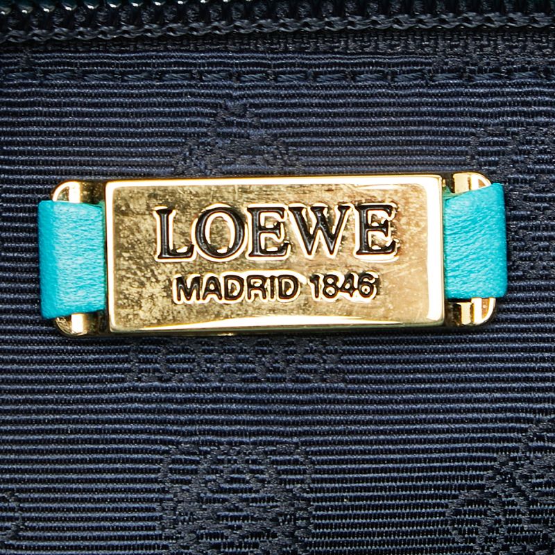 Loewe Logo Blue Green Leather