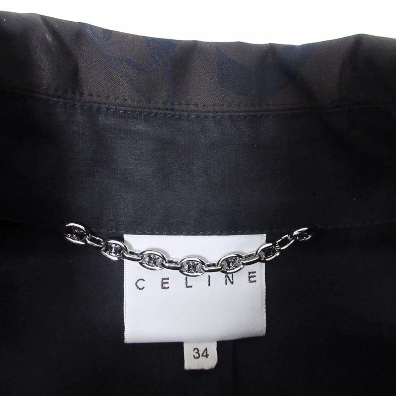 Celine C Macadam Trench Coat Carriage Pattern Logo All Over Double Long