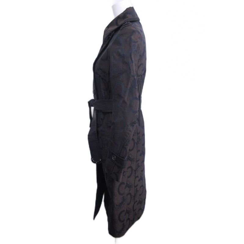 Celine C Macadam Trench Coat Carriage Pattern Logo All Over Double Long