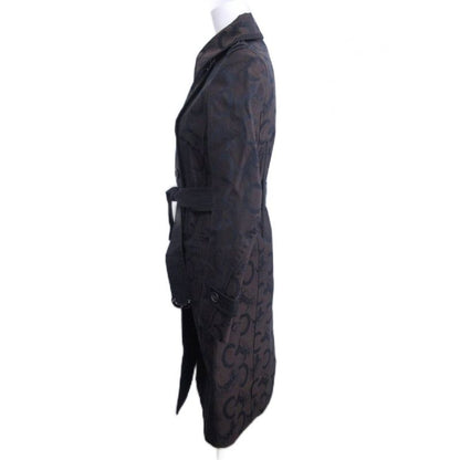 Celine C Macadam Trench Coat Carriage Pattern Logo All Over Double Long