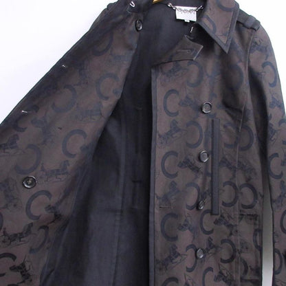 Celine C Macadam Trench Coat Carriage Pattern Logo All Over Double Long